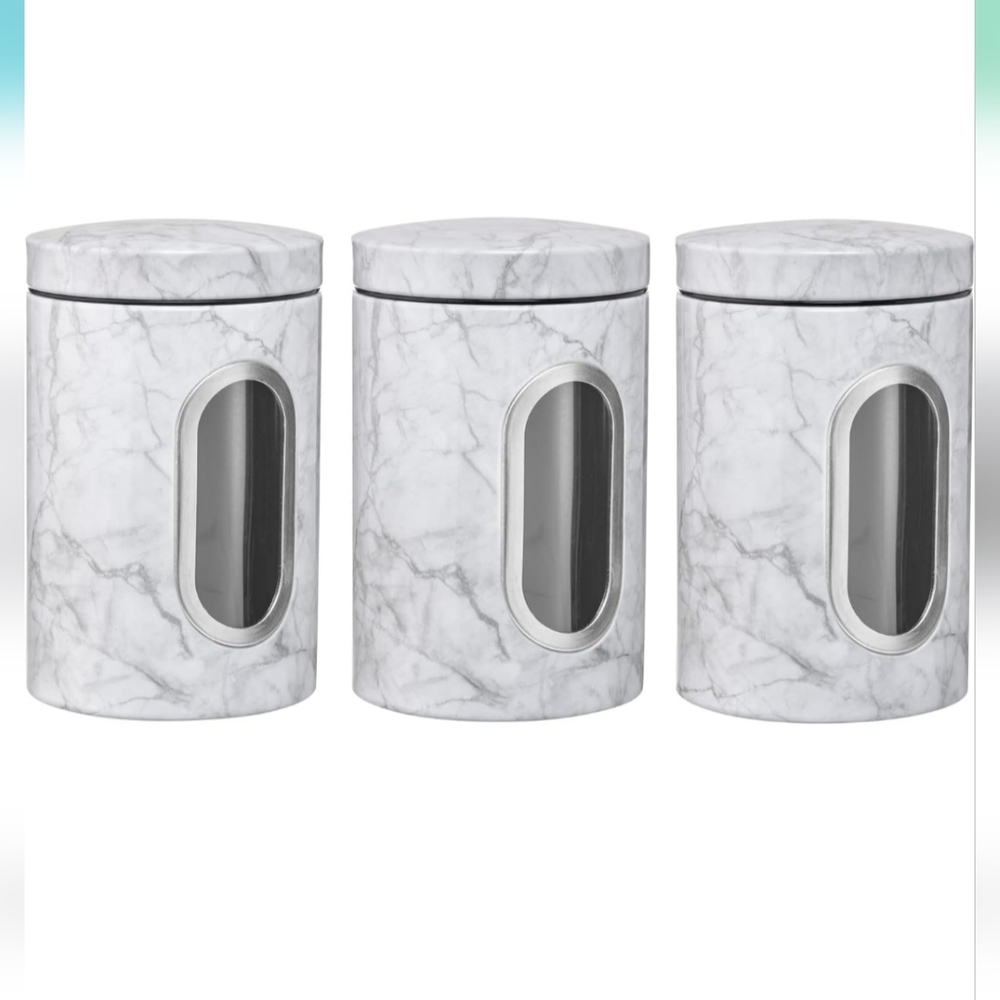 Marble Kitchen Food Storage Containers. 3 Pack. NEW.